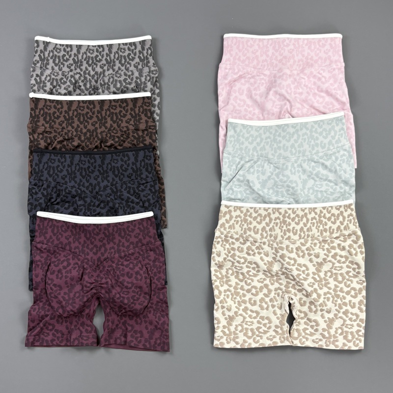 Pilates Yoga Workout - HISTELLO Gym Shorts Leopard Print Women