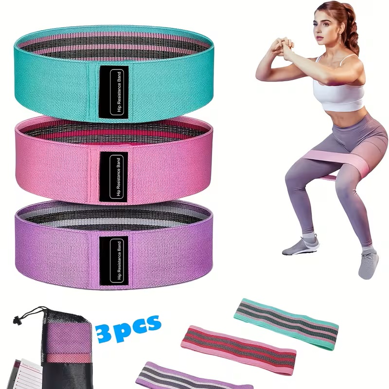 Pilates Yoga Home Workout - Fabric Leg & Hip Resistance Bands,