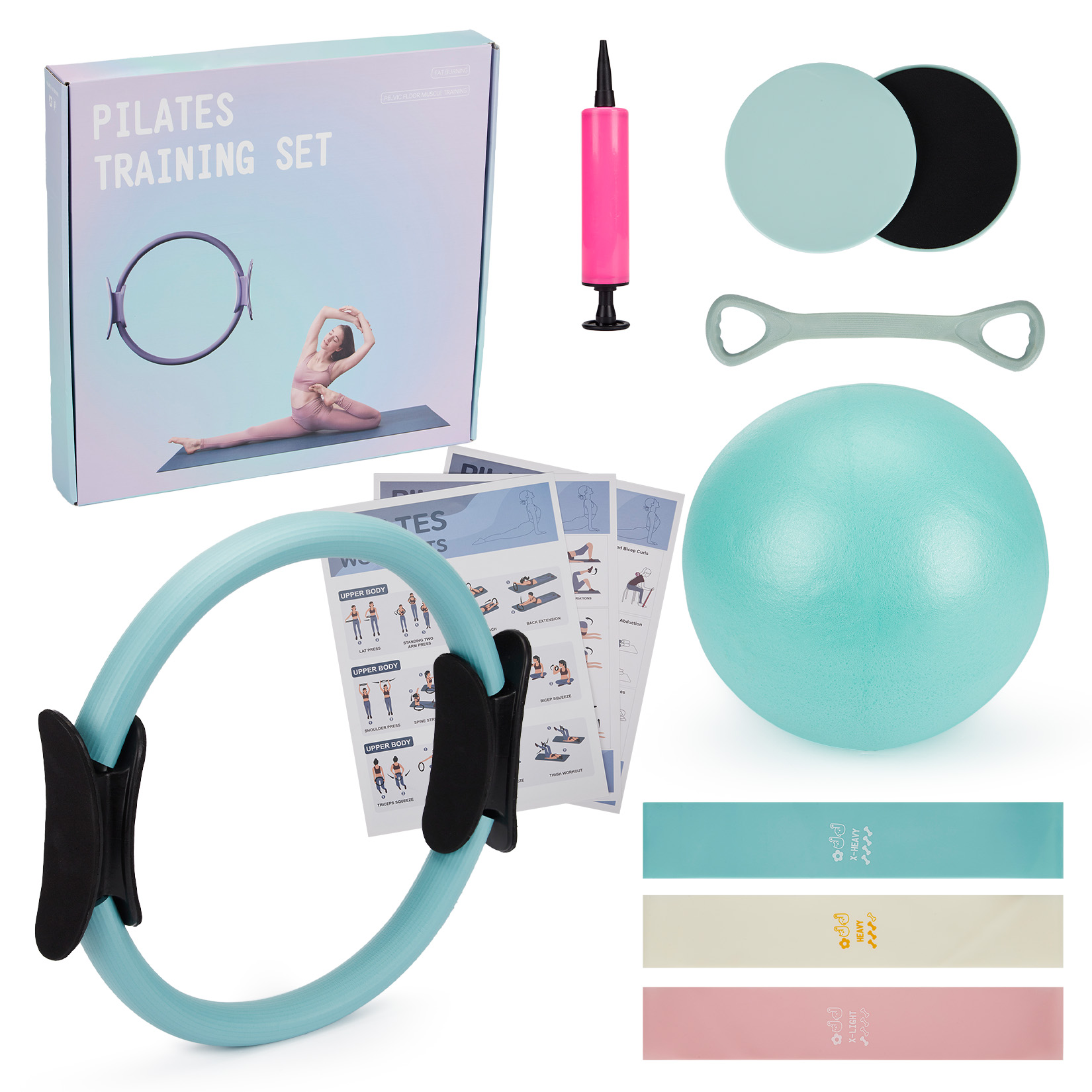 Pilates Yoga Home Workout - Pilates Training Set, 6-in-1 Pilates Ring,