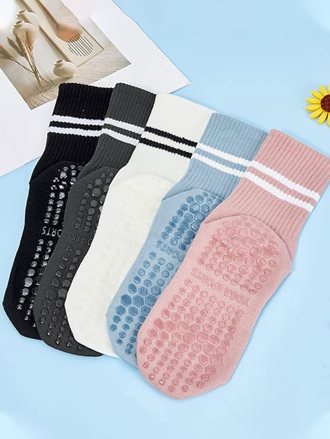 3 Pairs of Yoga Socks, Non-Sli - огляд і ціна Fitness Yoga Pilates
