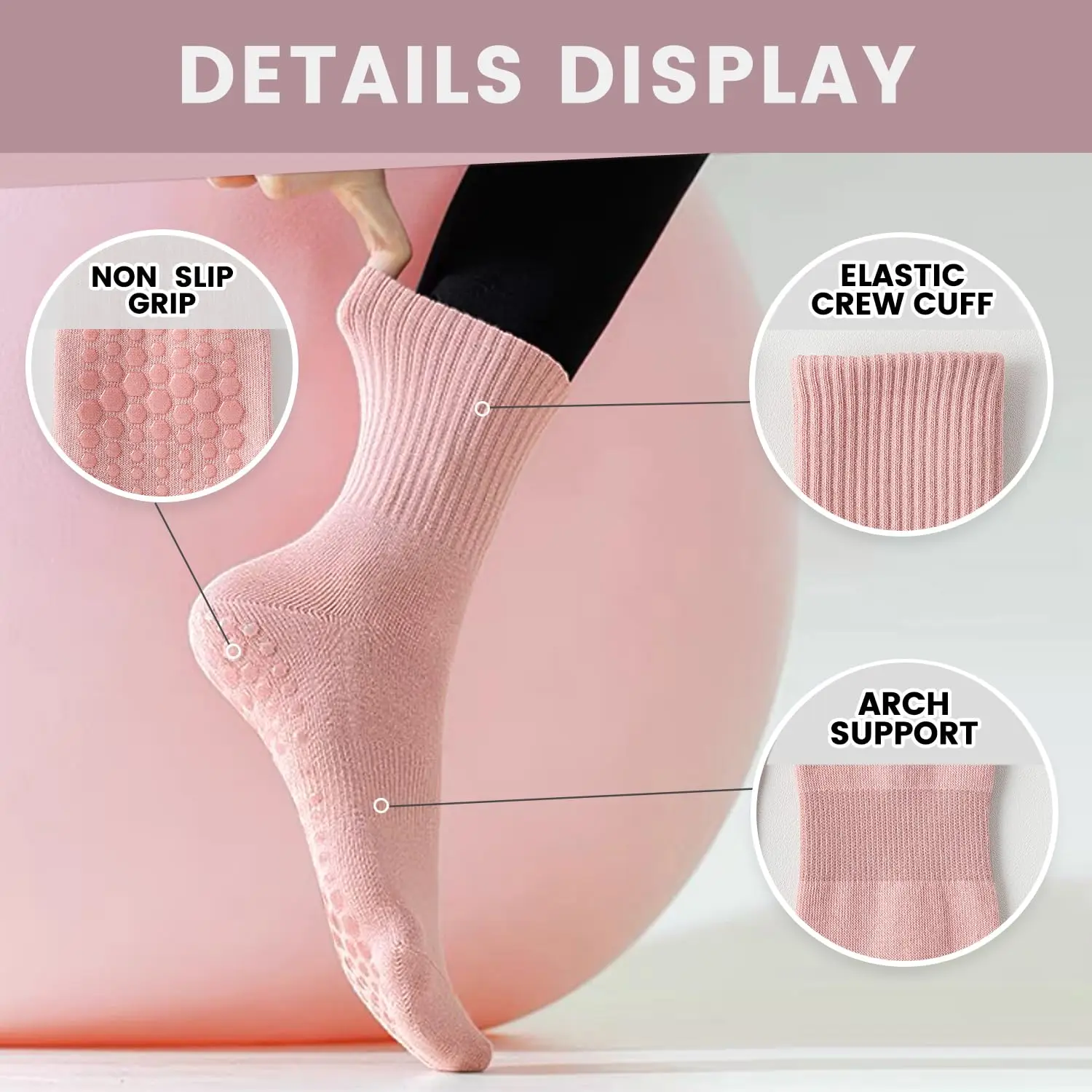 4 pairs of women's yoga socks, - огляд і ціна Pilates & Yoga Unleashed International Academy Yonkers