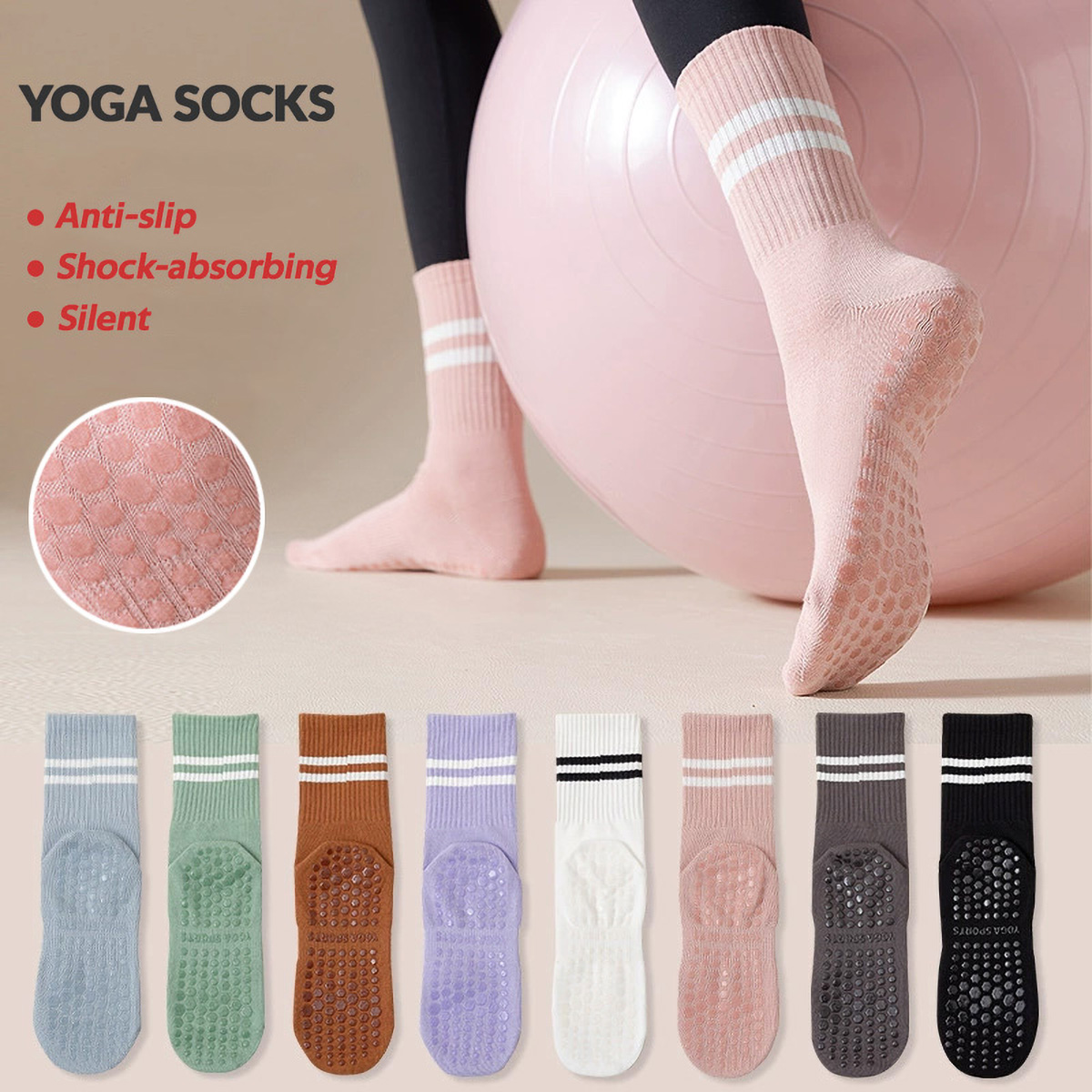 3 Pairs Long Yoga Socks with G - огляд і ціна Medias Para Pilates Y Yoga